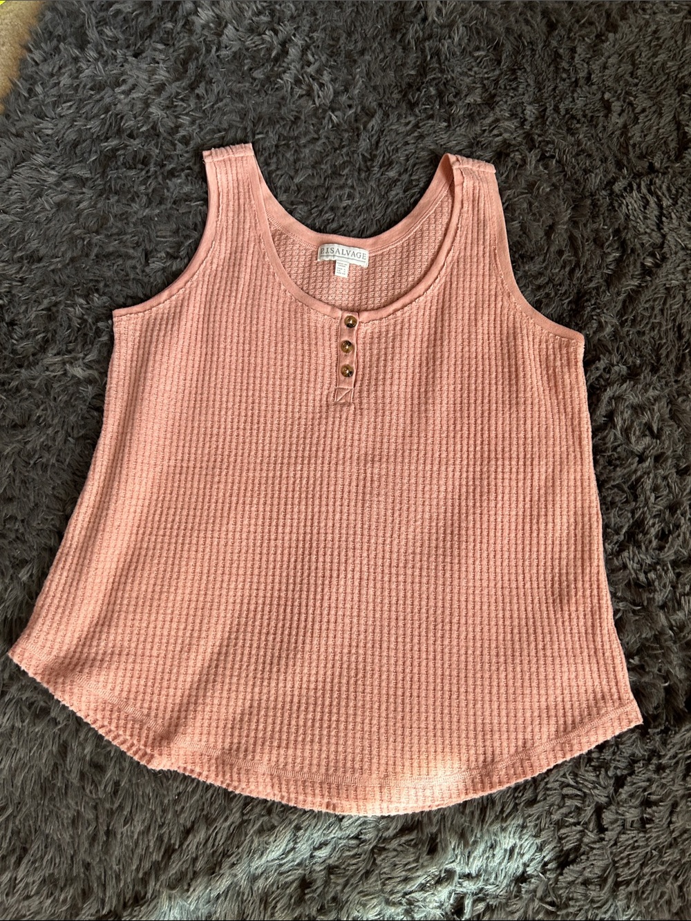 Salvage Rose Waffle Henley Tank